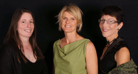 Dr Tara Martin (centre) with Outstanding Woman in Technology 2011 Biotech Research Award finalists Dr Norelle Daly (left) and Dr Annette Dexter (right).