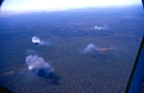 Researchers hope to provide land managers with more effective tools to assess and mitigate fire risk. For example, <a href="http://www.csiro.au/Outcomes/Safeguarding-Australia/VestaTechReport.aspx" target="_blank">Project Vesta</a> – one of Australia’s most comprehensive studies of forest fire behaviour – investigated the behaviour and spread of high-intensity bushfires in dry eucalypt forests with different fuel ages and understorey vegetation structures. This photo records experimental fires in southwestern Australia aimed at identifying different burn rates in different aged fuels in four locations.