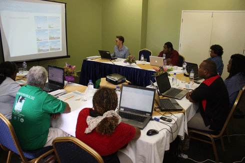 CSIRO scientist Tim Erwin presents a workshop on climate change projections and climate models at a PACCSAP workshop in the Solomon Islands.