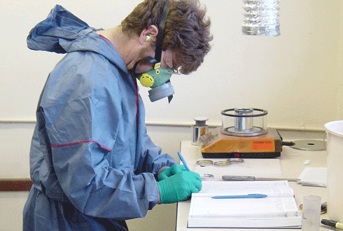 Researcher Colin Johnston logs core samples from the Argyle Diamonds Belmont site in WA.