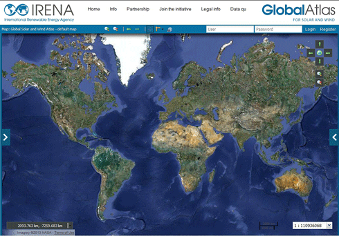 The IRENA global atlas maps wind and solar resources and will expand to other forms of renewables in future.