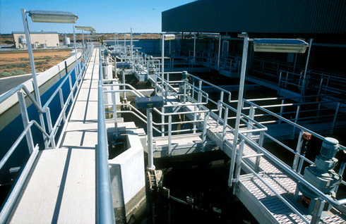Water risks will become increasingly important for businesses to assess under climate change. At this wastewater treatment plant near Adelaide, effluent sewage water is treated and used to irrigate nearby market gardens.