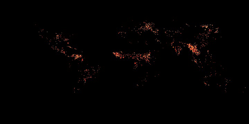 March 2014: this NASA image shows the occurrence of fires globally. The researchers used NASA’s satellite images of wildfires in their fire-risk mapping tool.