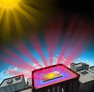 US research engineers have invented a material that reflects incoming sunlight, and sends heat from inside the structure directly into space as infrared radiation.